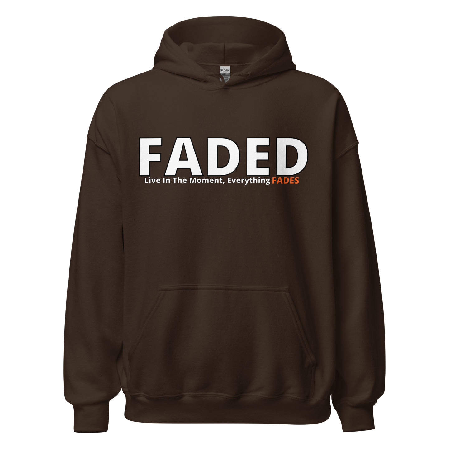 Faded (Subtle Orange Logo) "Live In The Moment" Unisex Hoodie