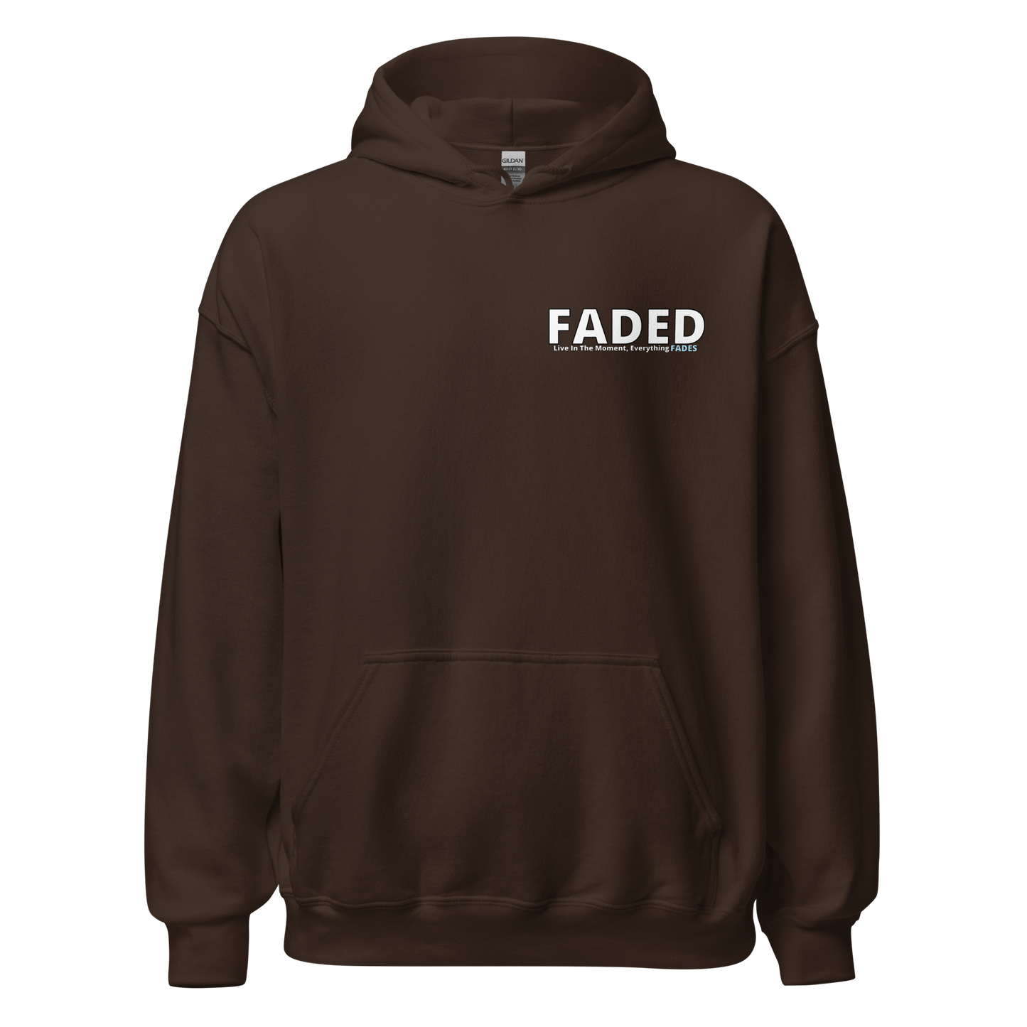 Faded (Subtle Blue Logo/Left Breast/Back Logo) "Live In The Moment" Unisex Hoodie