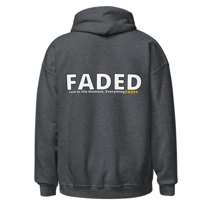 Faded (Subtle Yellow Logo/Left Breast/Back Logo) "Live In The Moment" Unisex Hoodie