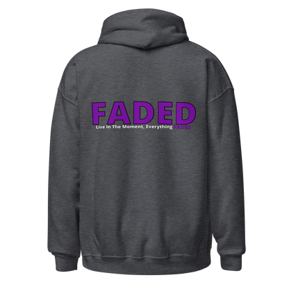 Faded (Purple Logo/Left Breast/Back Logo) "Live In The Moment Unisex Hoodie