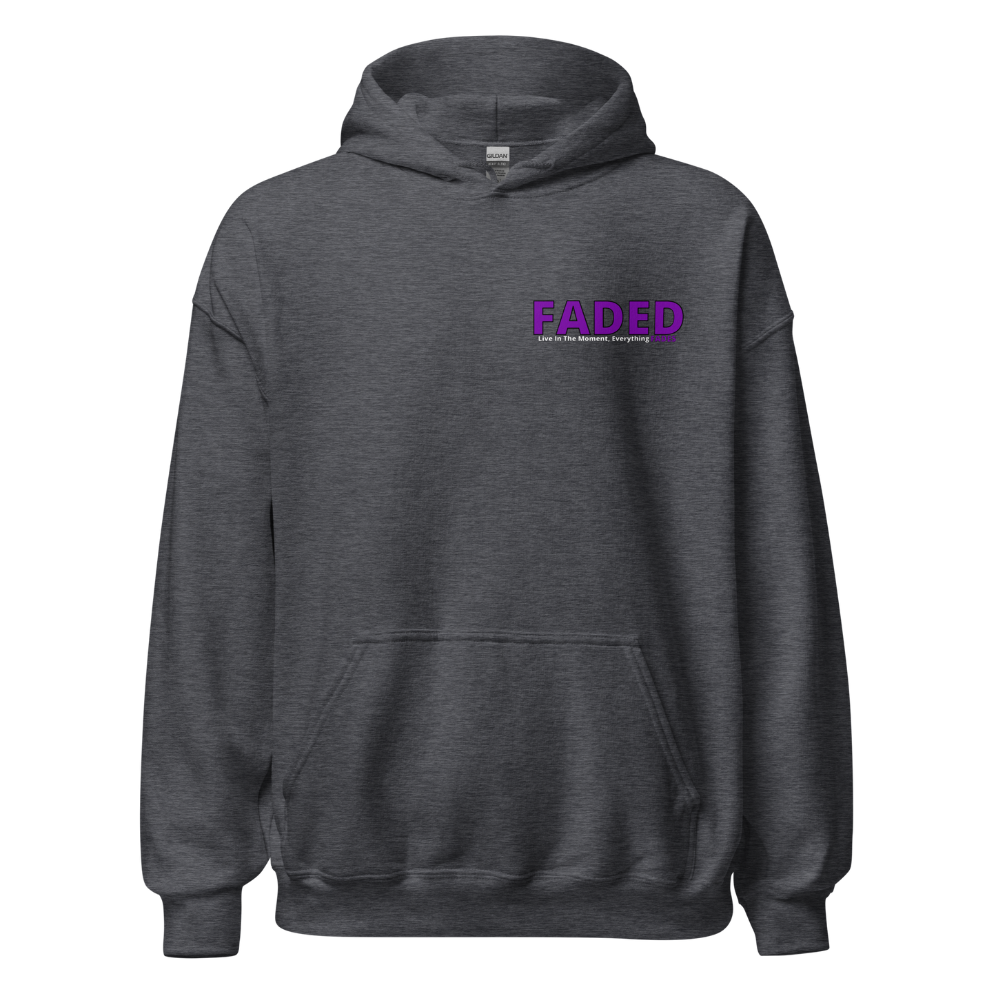 Faded (Purple Logo/Left Breast/Back Logo) "Live In The Moment Unisex Hoodie