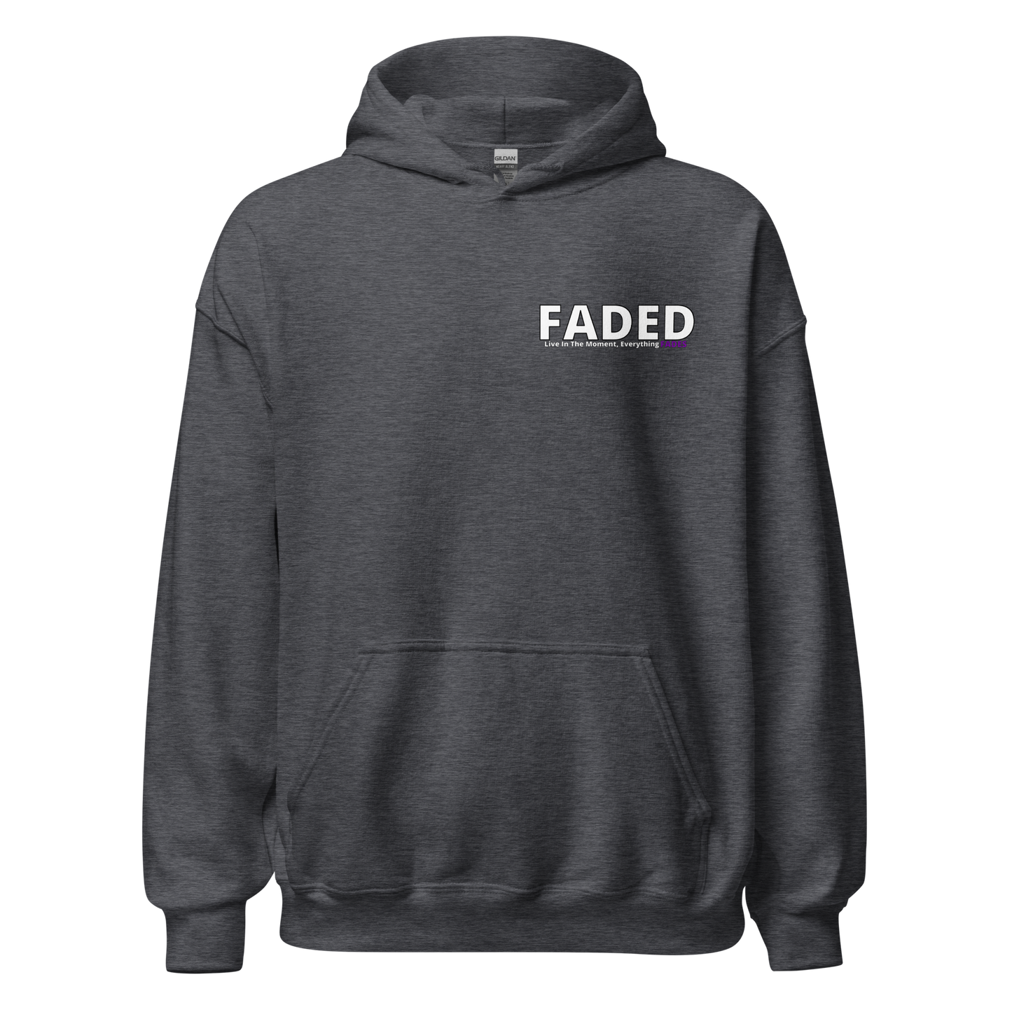 Faded (Subtle Purple Logo/Left Breast/Back Logo) "Live In The Moment" Unisex Hoodie