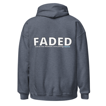 Faded (Subtle Blue Logo/Left Breast/Back Logo) "Live In The Moment" Unisex Hoodie