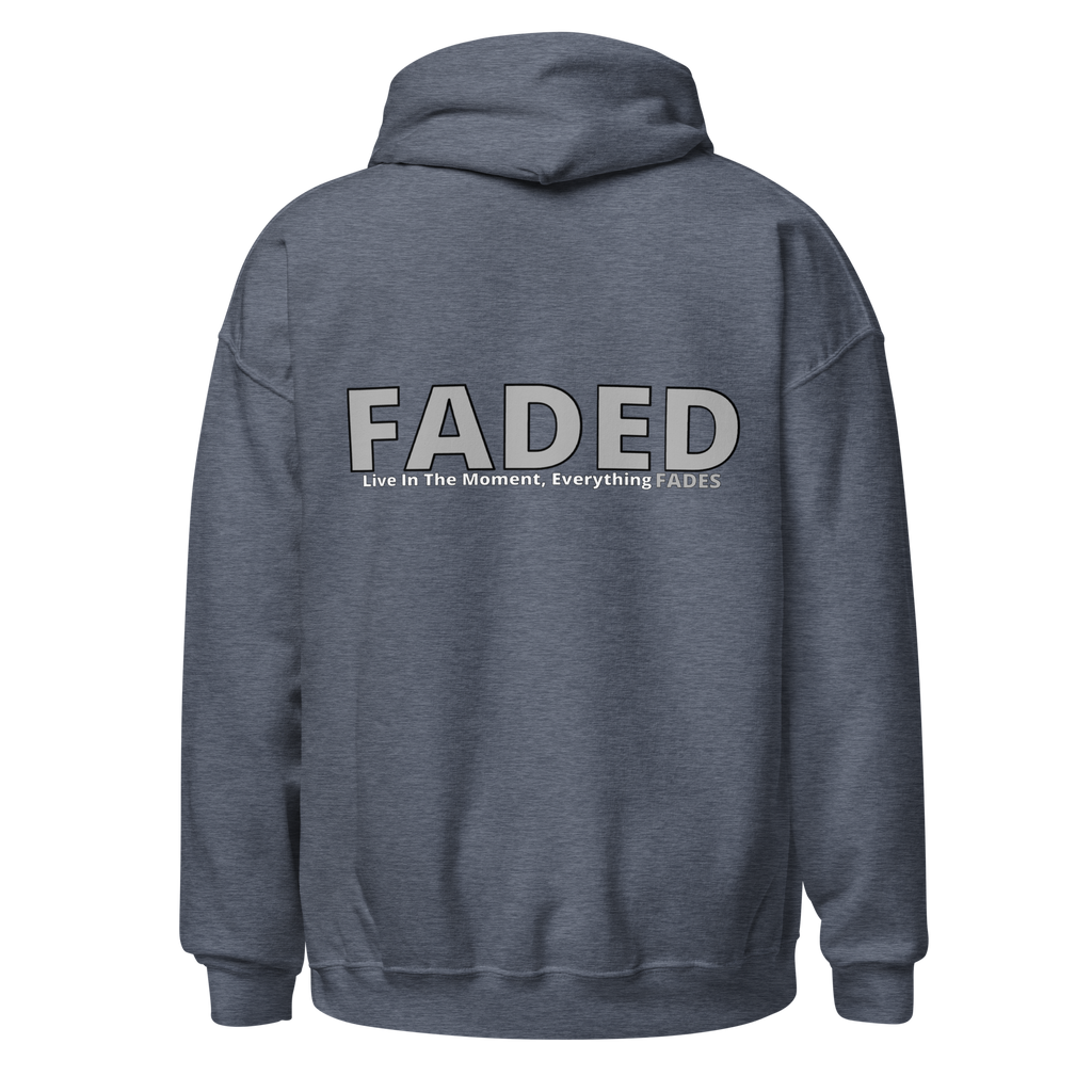 Faded (Grey Logo/Left Breast/Back Logo) "Live In The Moment" Unisex Hoodie