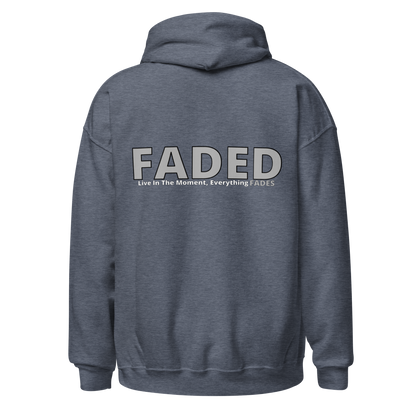 Faded (Grey Logo/Left Breast/Back Logo) "Live In The Moment" Unisex Hoodie