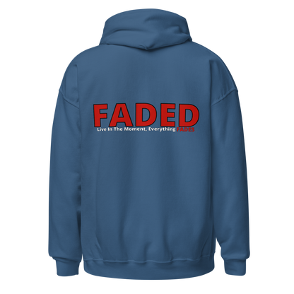 Faded (Red Logo/Left Breast/Back Logo) "Live In The Moment" Unisex Hoodie