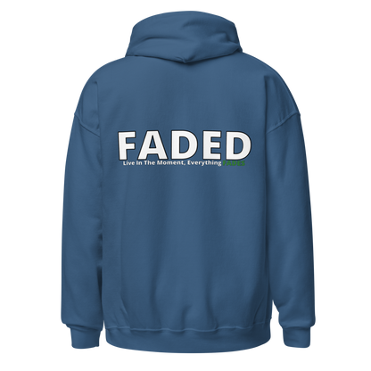 Faded (Subtle Green Logo/Left Breast/Back Logo) "Live In The Moment" Unisex Hoodie