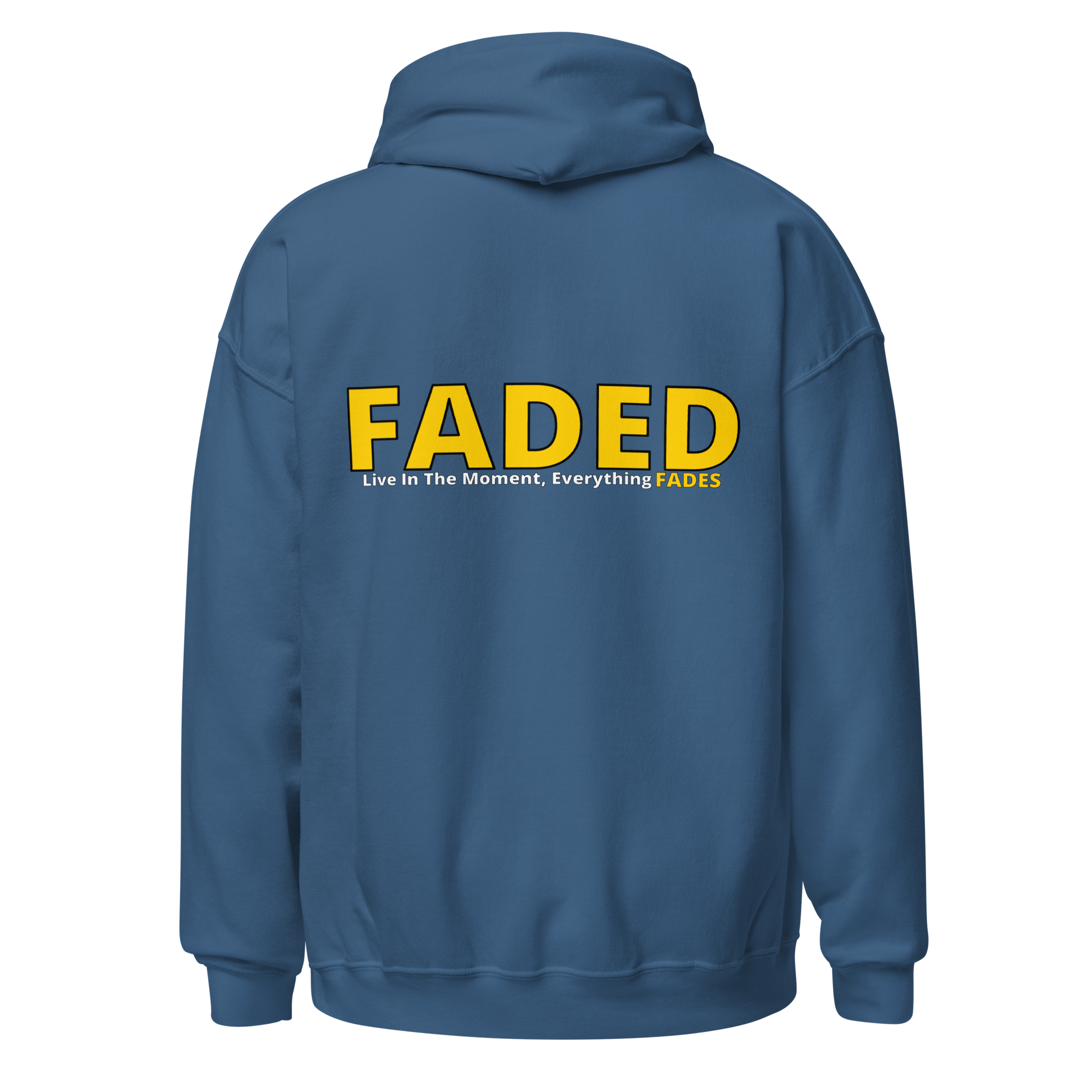 Faded (Yellow Logo/Left Breast/Back Logo) "Live In The Moment" Unisex Hoodie