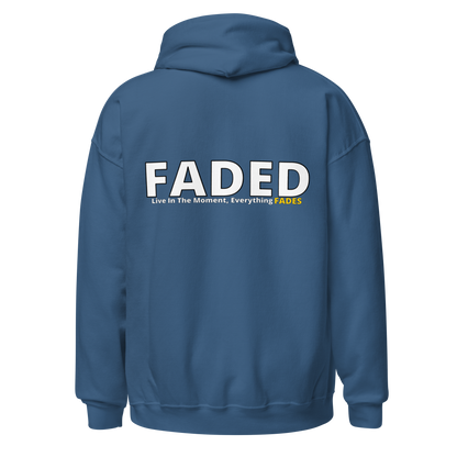 Faded (Subtle Yellow Logo/Left Breast/Back Logo) "Live In The Moment" Unisex Hoodie