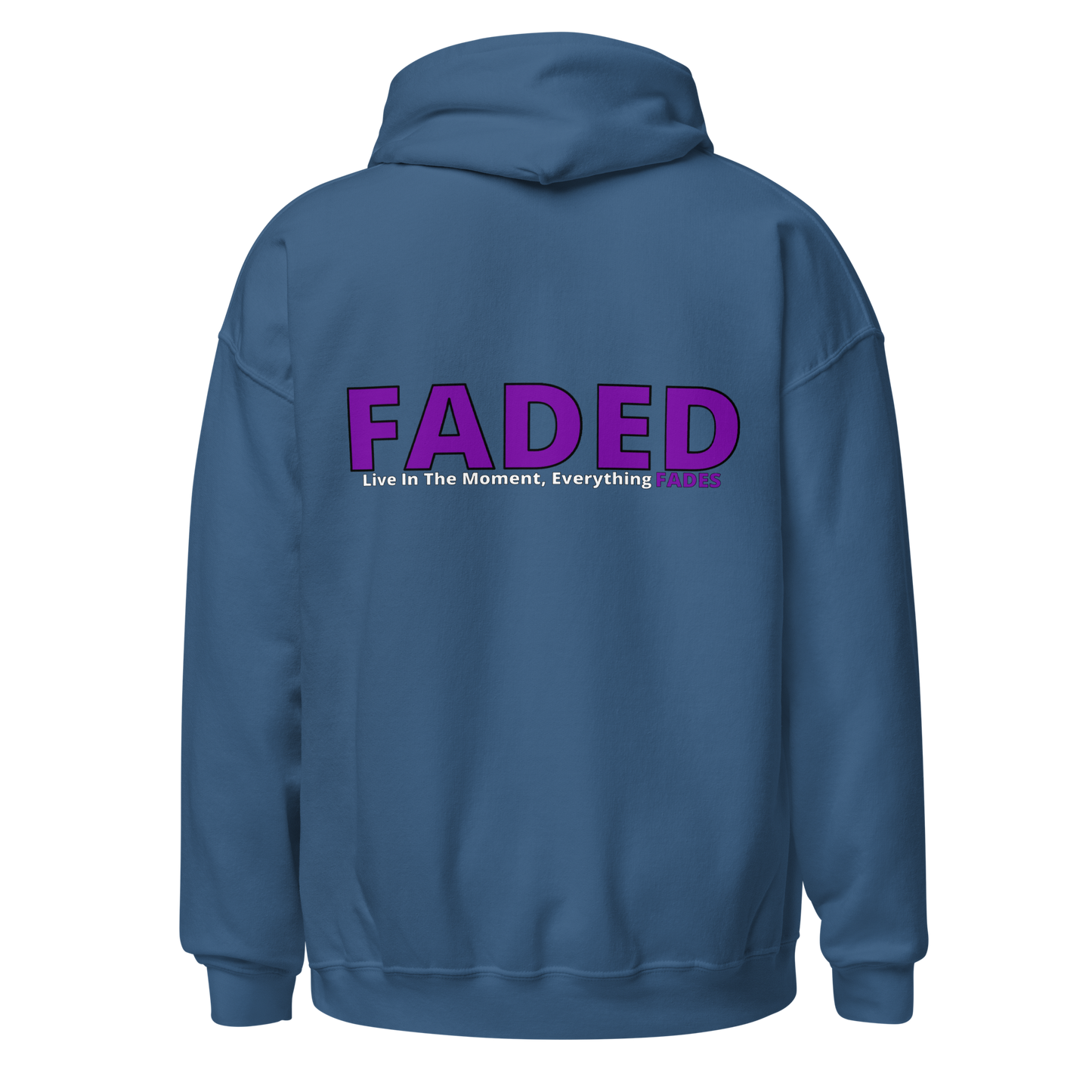 Faded (Purple Logo/Left Breast/Back Logo) "Live In The Moment Unisex Hoodie