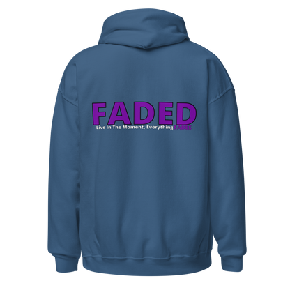 Faded (Purple Logo/Left Breast/Back Logo) "Live In The Moment Unisex Hoodie