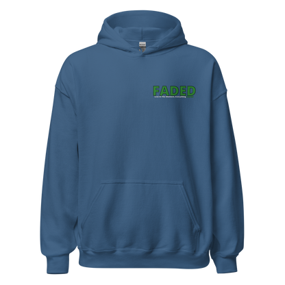 Faded (Green Logo/Left Breast/Back Logo) "Live In The Moment" Unisex Hoodie