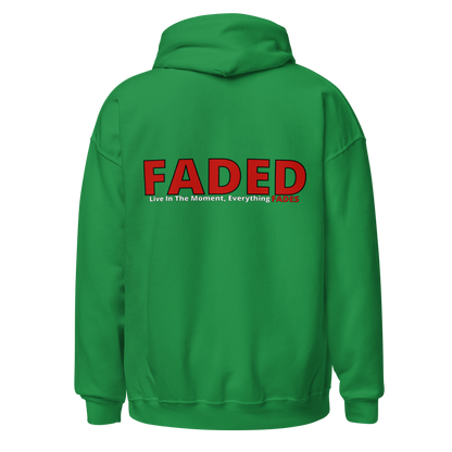 Faded (Red Logo/Left Breast/Back Logo) "Live In The Moment" Unisex Hoodie