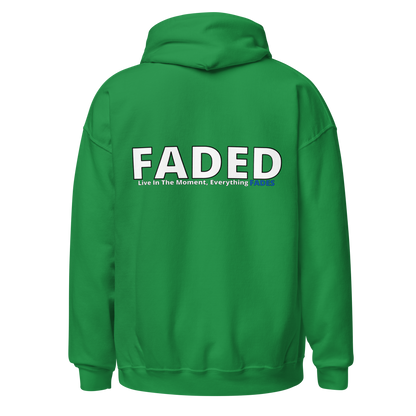 Faded (Subtle Blue Logo/Left Breast/Back Logo) "Live In The Moment" Unisex Hoodie