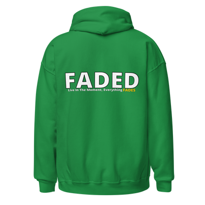 Faded (Subtle Yellow Logo/Left Breast/Back Logo) "Live In The Moment" Unisex Hoodie