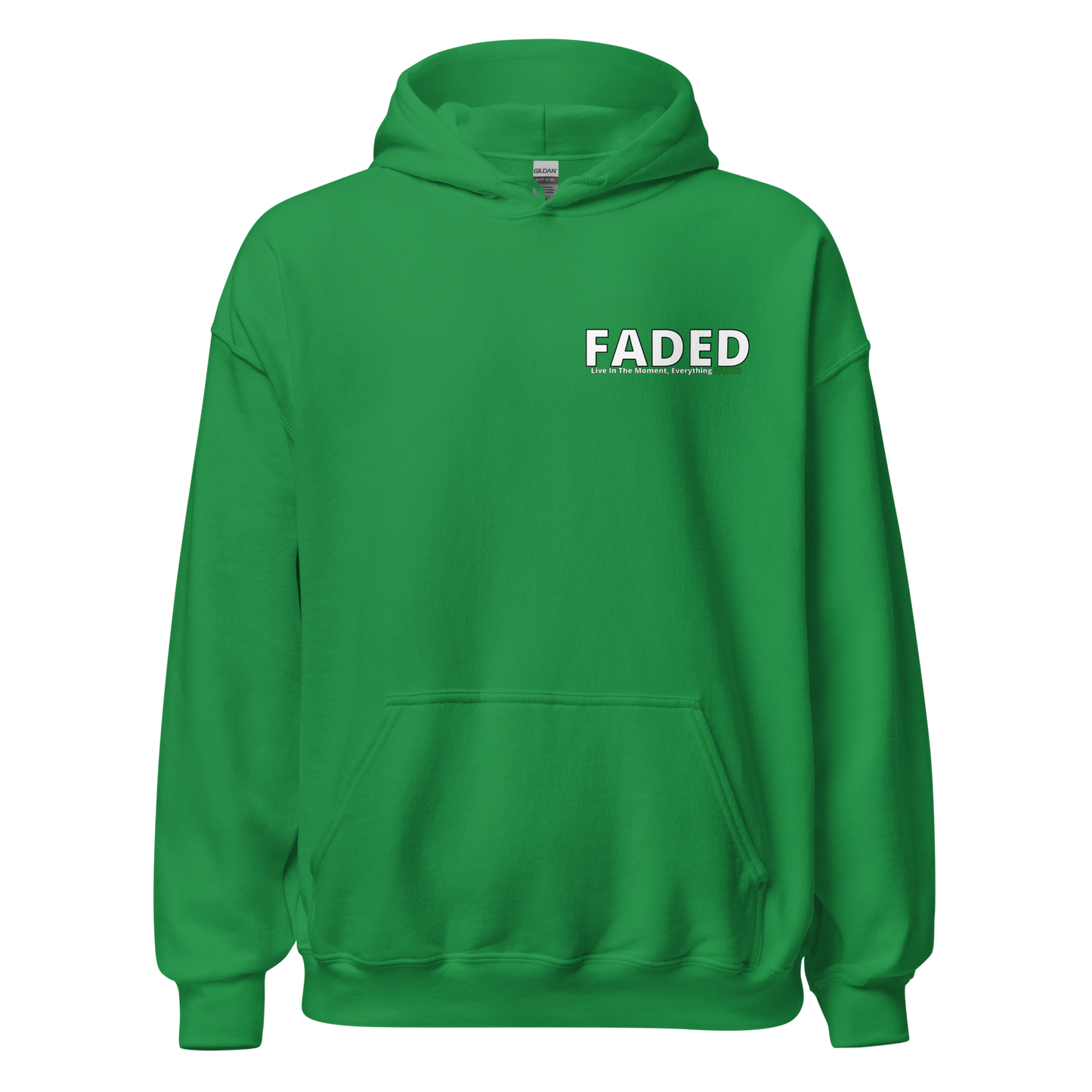 Faded (Subtle Green Logo/Left Breast/Back Logo) "Live In The Moment" Unisex Hoodie