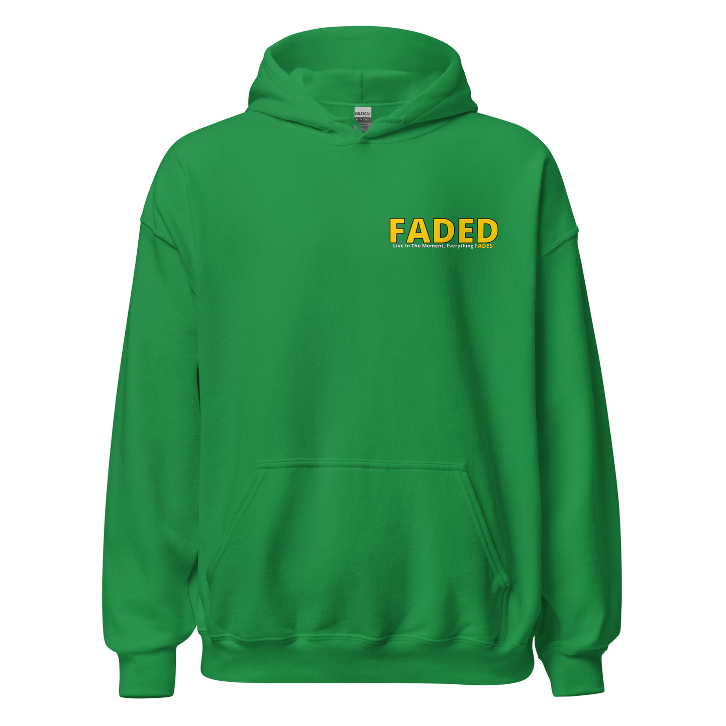 Faded (Yellow Logo/Left Breast/Back Logo) "Live In The Moment" Unisex Hoodie