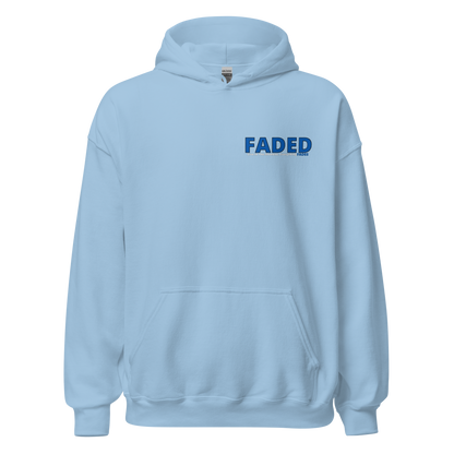 Faded (Blue Logo/Left Breast/Back Logo) "Live In The Moment" Unisex Hoodie