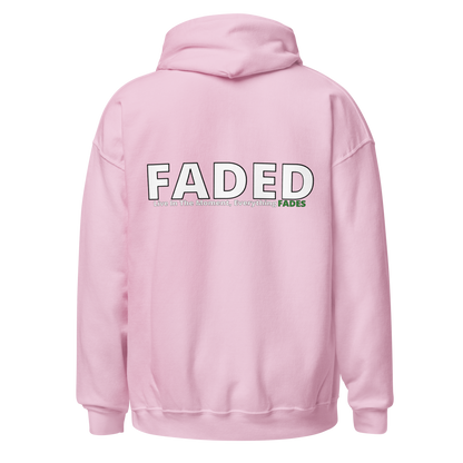 Faded (Subtle Green Logo/Left Breast/Back Logo) "Live In The Moment" Unisex Hoodie