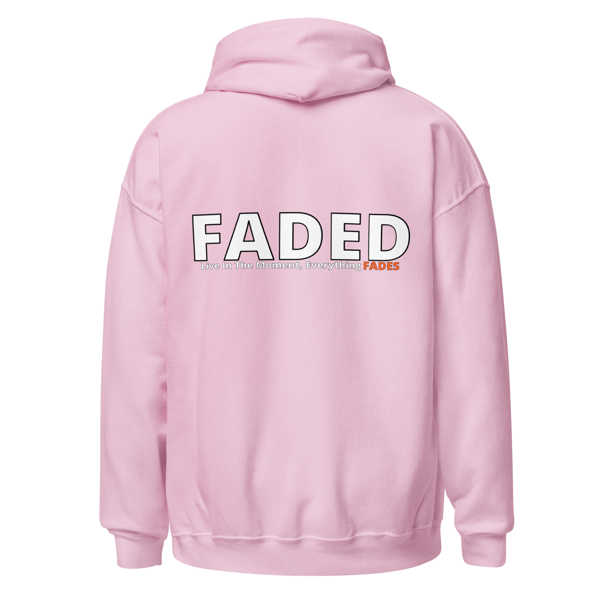 Faded (Subtle Orange Logo/Left Breast/Back Logo) "Live In The Moment" Unisex Hoodie