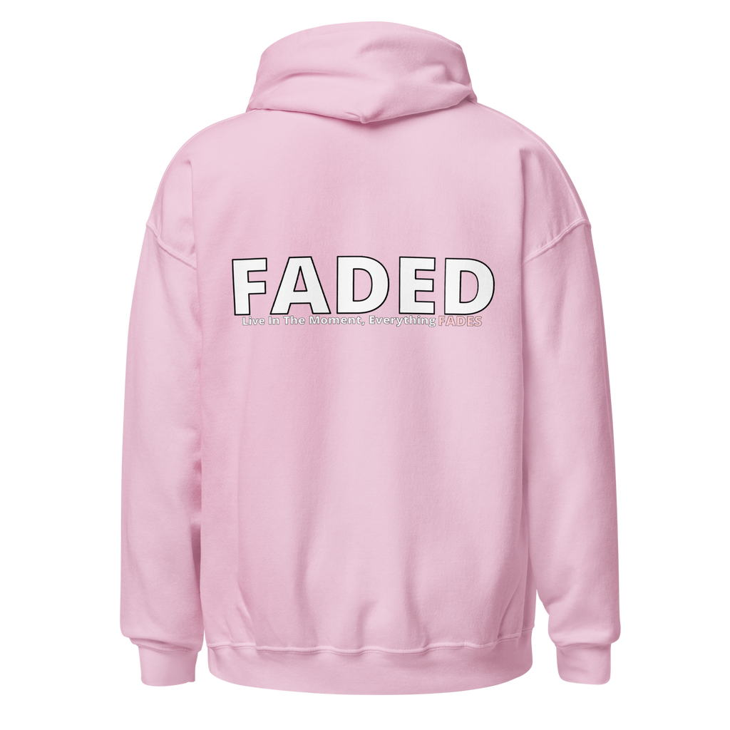 Faded (Subtle Pink Logo/Left Breast/Back Logo) "Live In The Moment" Unisex Hoodie