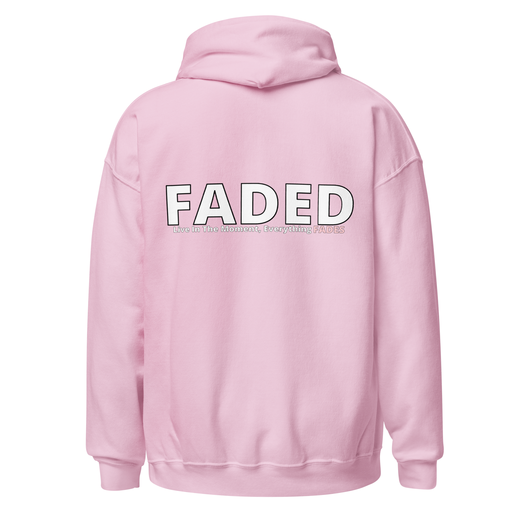 Faded (Subtle Pink Logo/Left Breast/Back Logo) "Live In The Moment" Unisex Hoodie