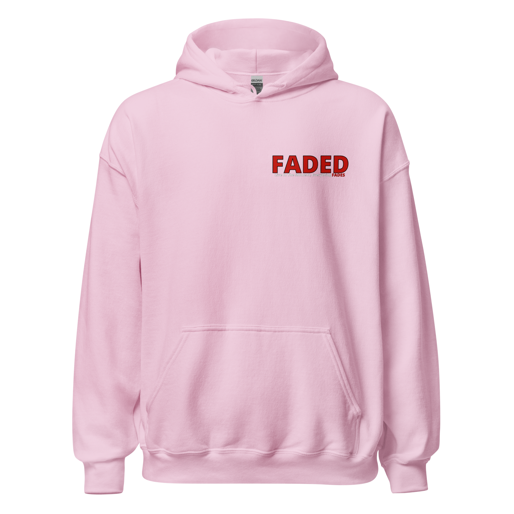 Faded (Red Logo/Left Breast/Back Logo) "Live In The Moment" Unisex Hoodie