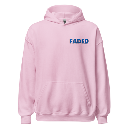 Faded (Blue Logo/Left Breast/Back Logo) "Live In The Moment" Unisex Hoodie