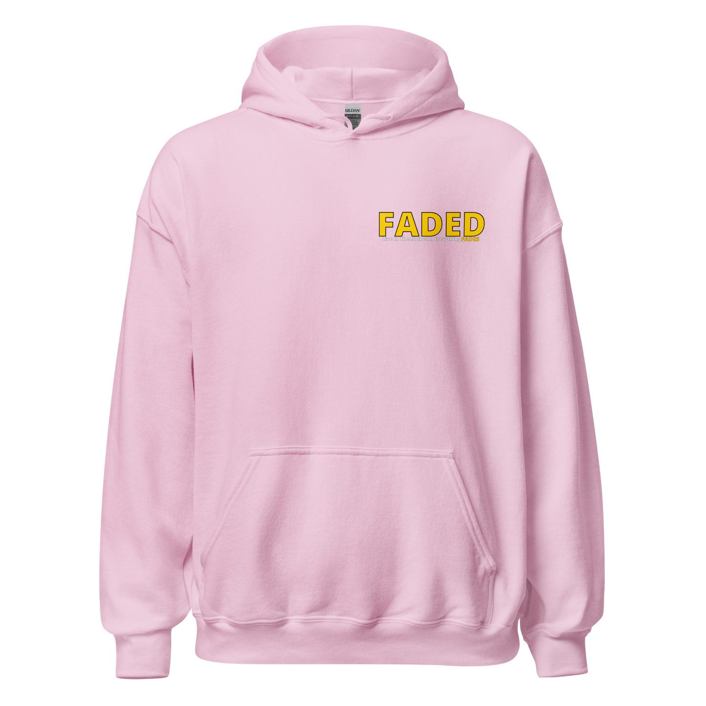 Faded (Yellow Logo/Left Breast/Back Logo) "Live In The Moment" Unisex Hoodie