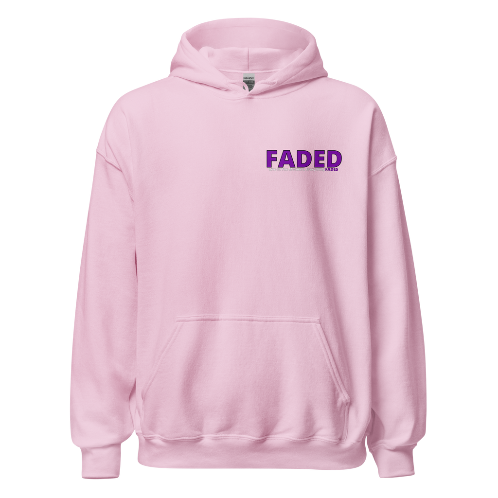 Faded (Purple Logo/Left Breast/Back Logo) "Live In The Moment Unisex Hoodie