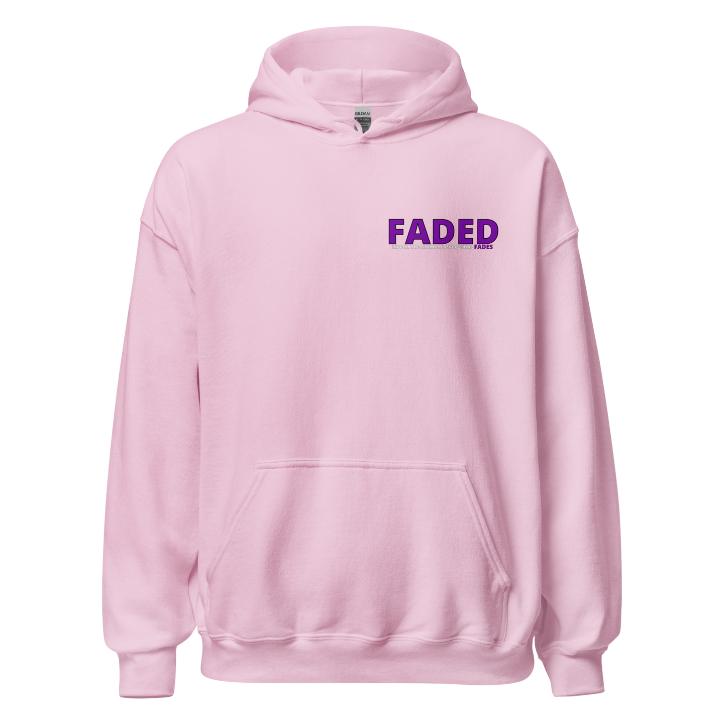 Faded (Purple Logo/Left Breast/Back Logo) "Live In The Moment Unisex Hoodie