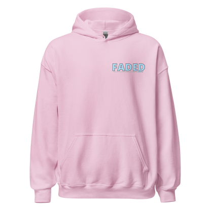 Faded (Baby Blue Logo/Left Breast/Back Logo) "Live In The Moment" Unisex Hoodie