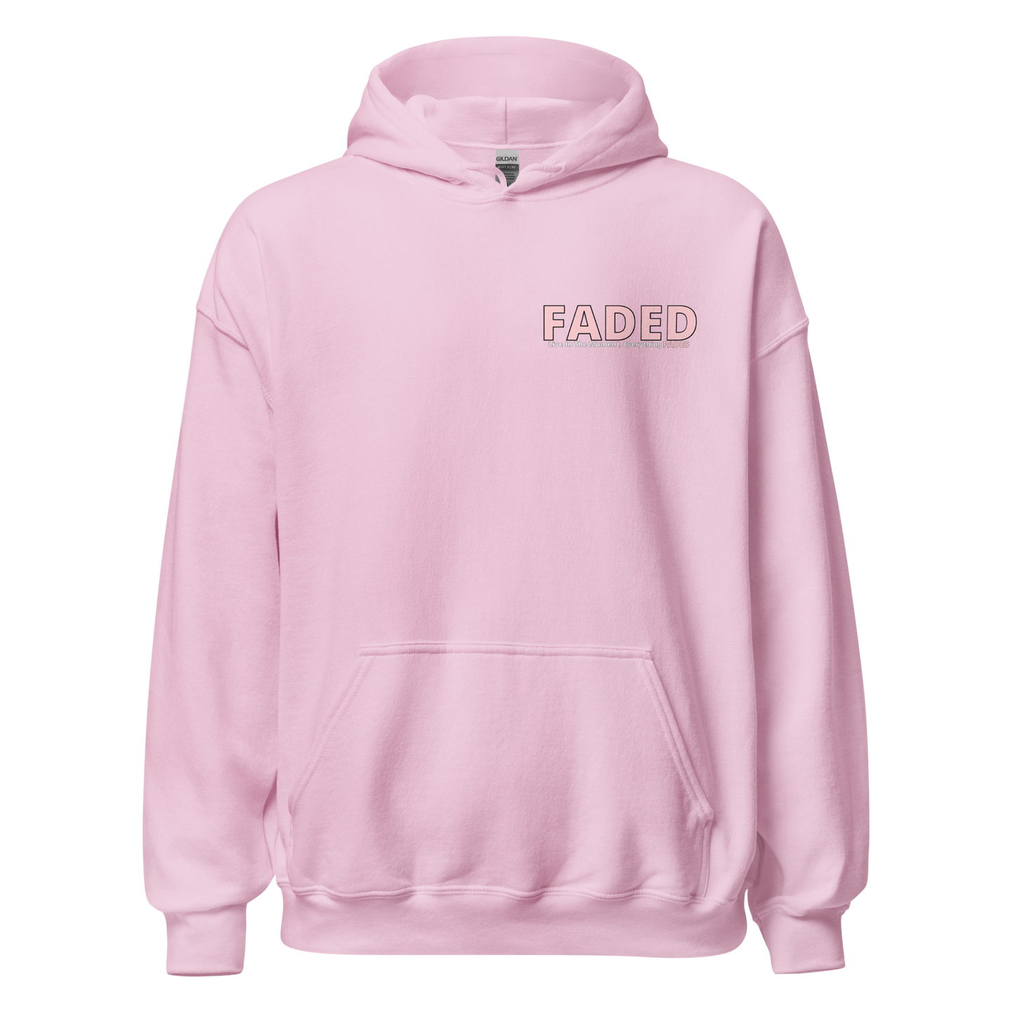 Faded (Pink Logo/Left Breast/Back Logo) "Live In The Moment" Unisex Hoodie