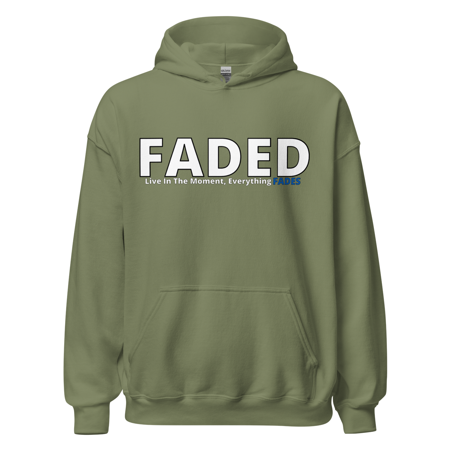 Faded (Subtle Blue Logo) "Live In The Moment" Unisex Hoodie