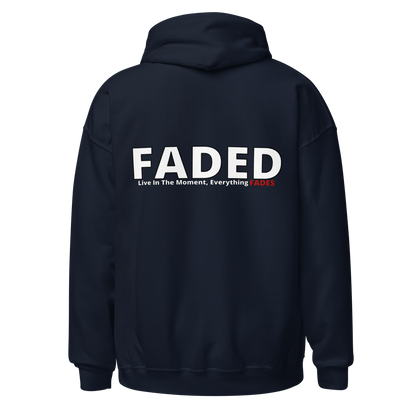 Faded (Subtle Red Logo/Left Breast/Back Logo) "Live In The Moment" Unisex Hoodie