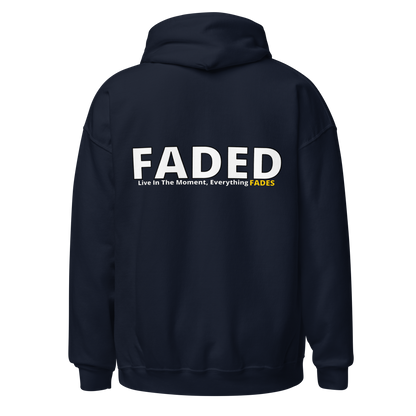 Faded (Subtle Yellow Logo/Left Breast/Back Logo) "Live In The Moment" Unisex Hoodie