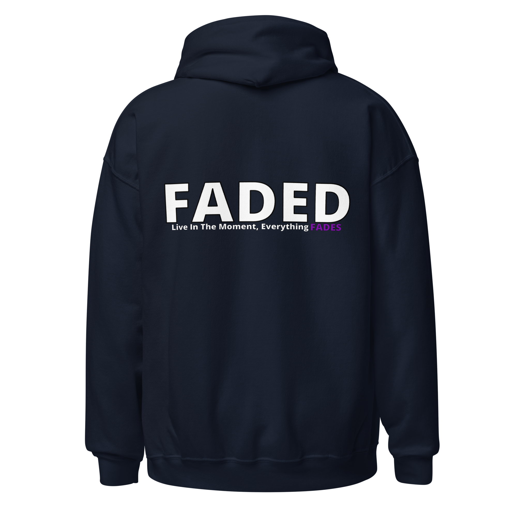 Faded (Subtle Purple Logo/Left Breast/Back Logo) "Live In The Moment" Unisex Hoodie