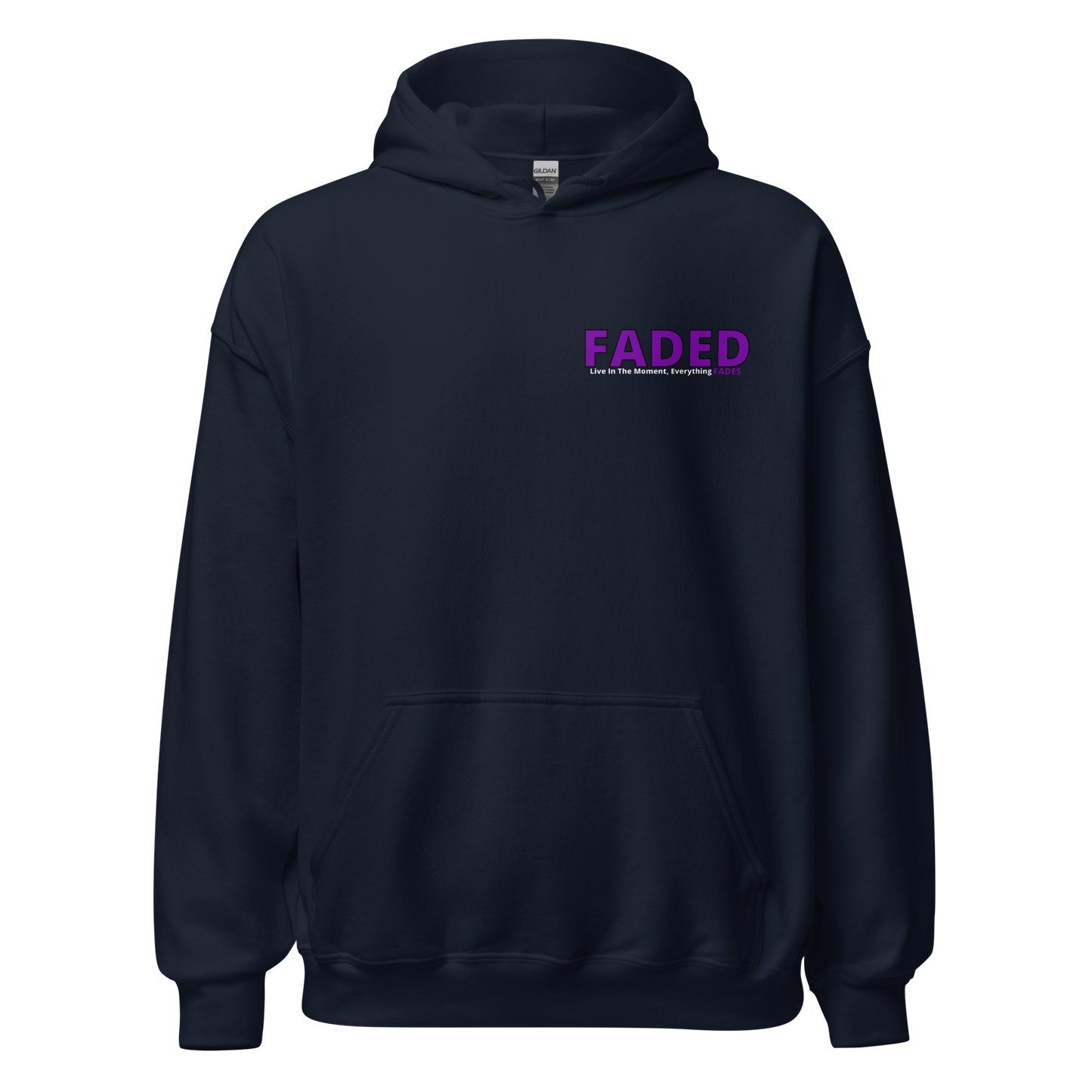 Faded (Purple Logo/Left Breast/Back Logo) "Live In The Moment Unisex Hoodie