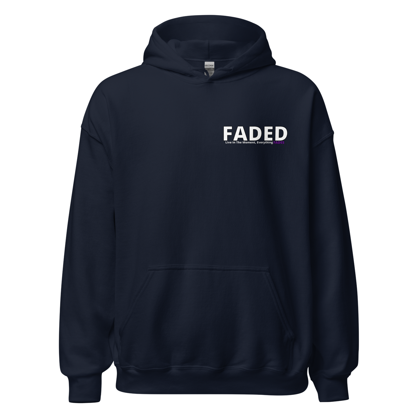 Faded (Subtle Purple Logo/Left Breast/Back Logo) "Live In The Moment" Unisex Hoodie