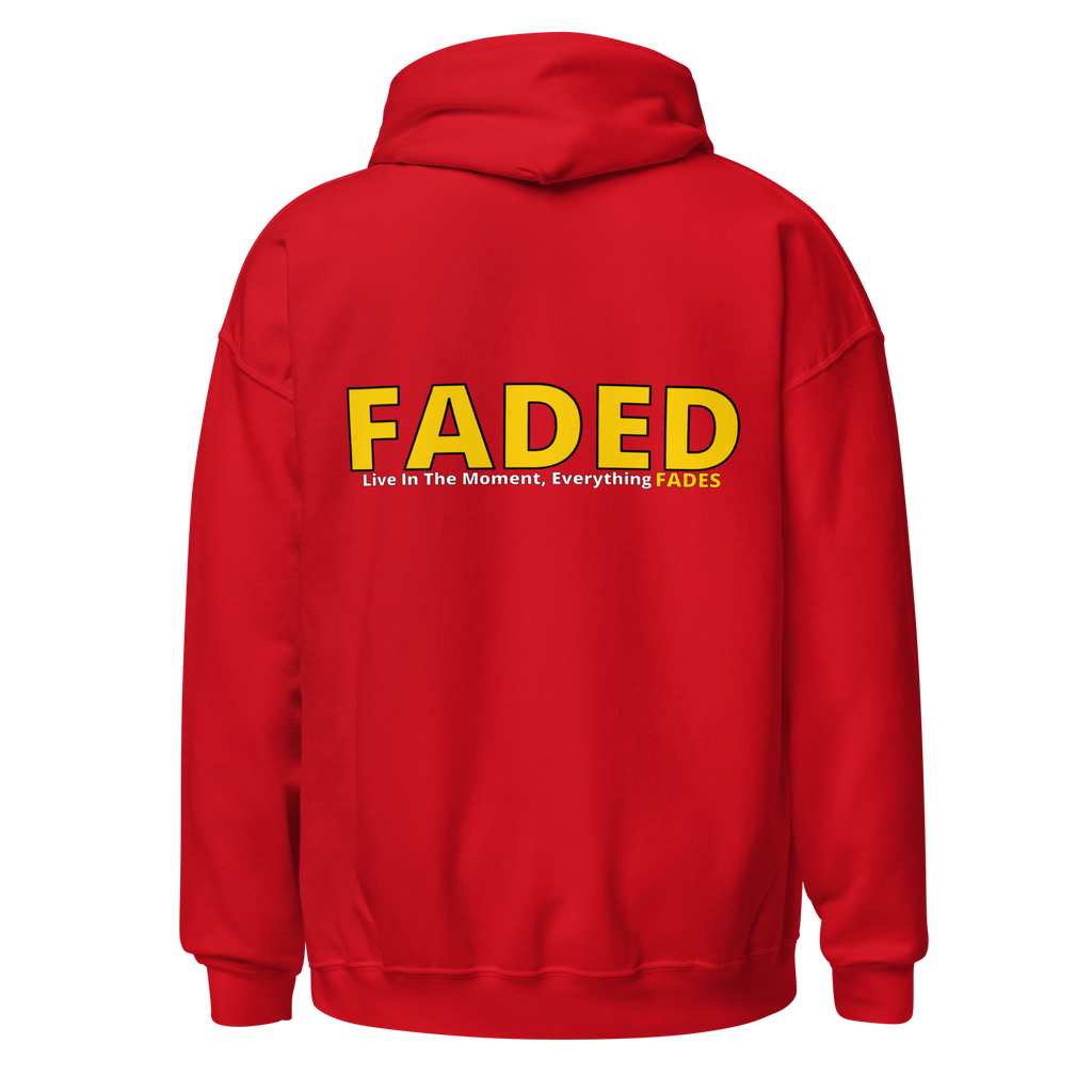 Faded (Yellow Logo/Left Breast/Back Logo) "Live In The Moment" Unisex Hoodie