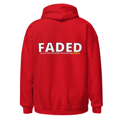 Faded (Subtle Yellow Logo/Left Breast/Back Logo) "Live In The Moment" Unisex Hoodie