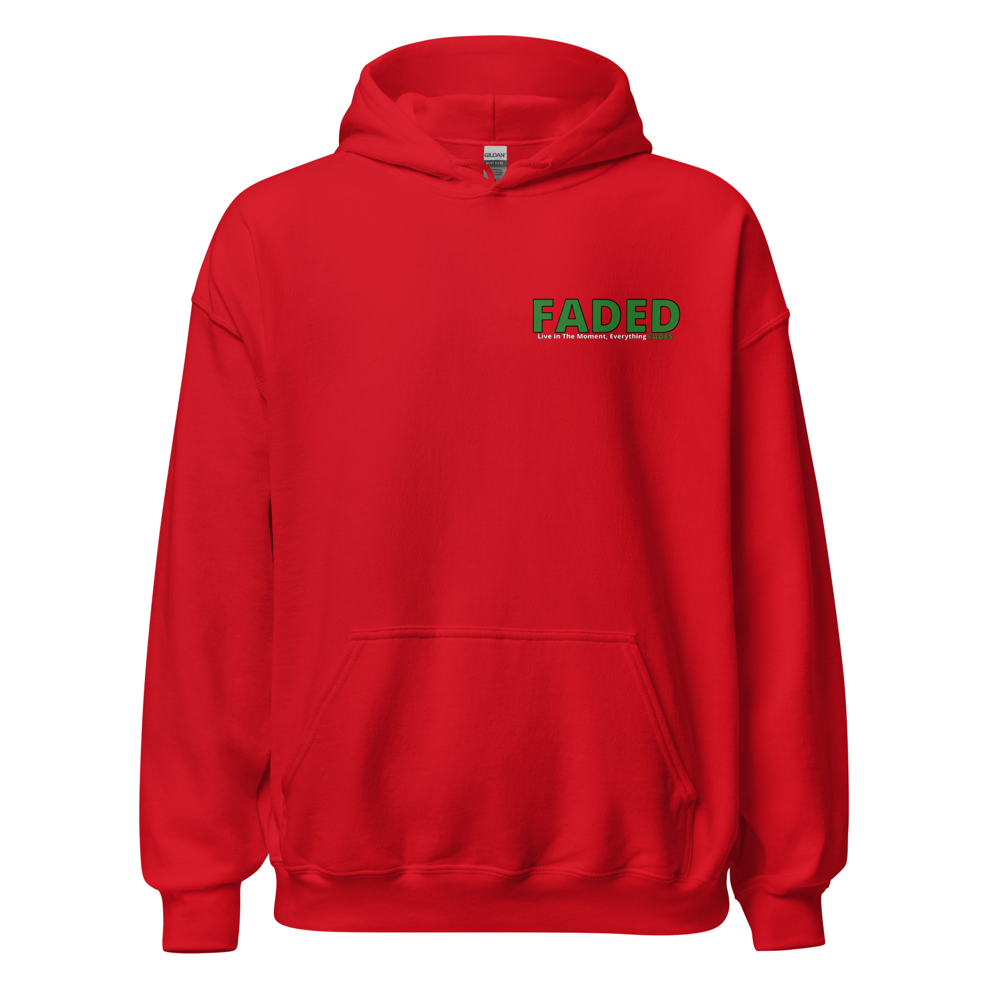 Faded (Green Logo/Left Breast/Back Logo) "Live In The Moment" Unisex Hoodie