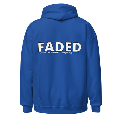 Faded (Subtle Blue Logo/Left Breast/Back Logo) "Live In The Moment" Unisex Hoodie