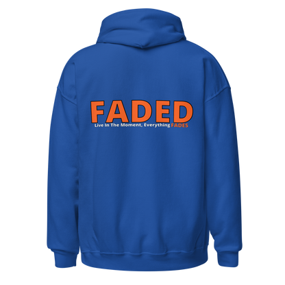 Faded (Orange Logo/Left Breast/Back Logo) "Live In The Moment" Unisex Hoodie