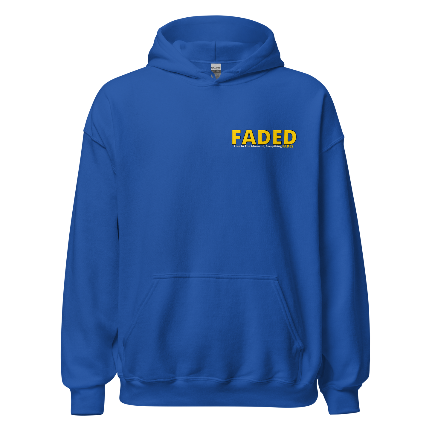 Faded (Yellow Logo/Left Breast/Back Logo) "Live In The Moment" Unisex Hoodie