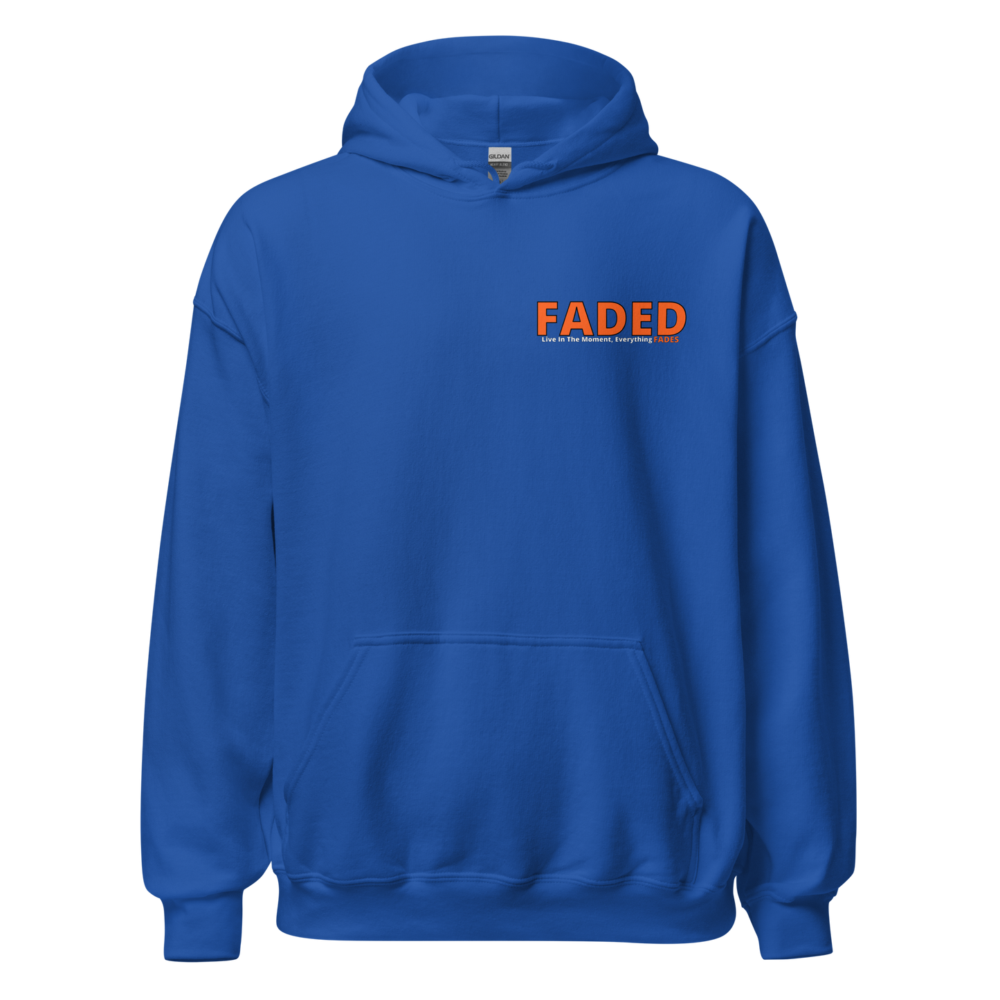 Faded (Orange Logo/Left Breast/Back Logo) "Live In The Moment" Unisex Hoodie