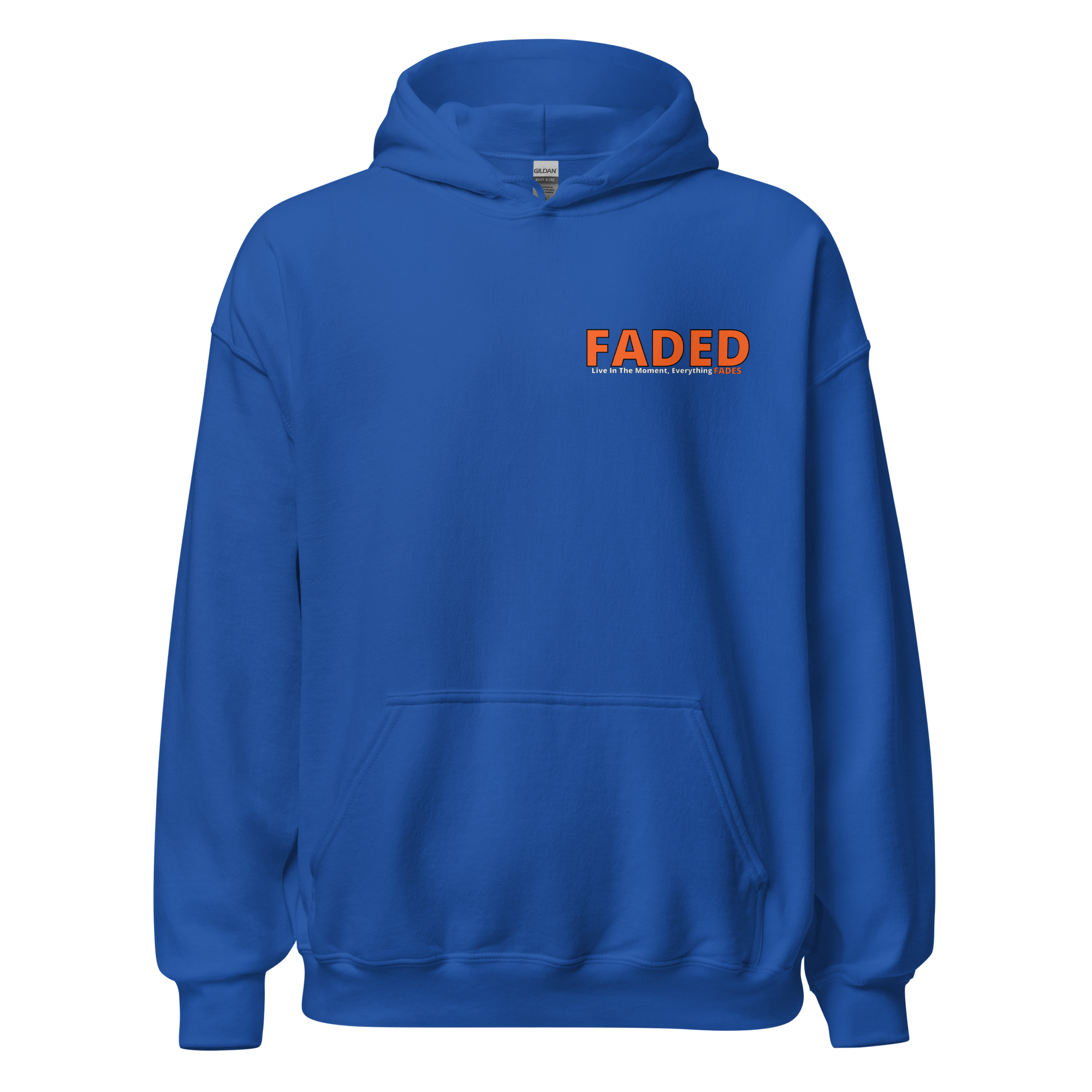 Faded (Orange Logo/Left Breast/Back Logo) "Live In The Moment" Unisex Hoodie