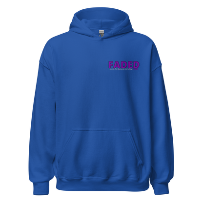 Faded (Purple Logo/Left Breast/Back Logo) "Live In The Moment Unisex Hoodie