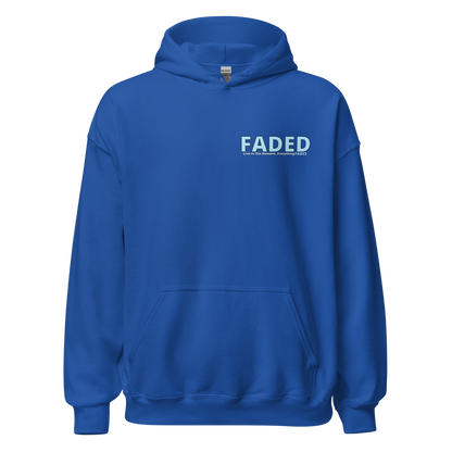 Faded (Baby Blue Logo/Left Breast/Back Logo) "Live In The Moment" Unisex Hoodie