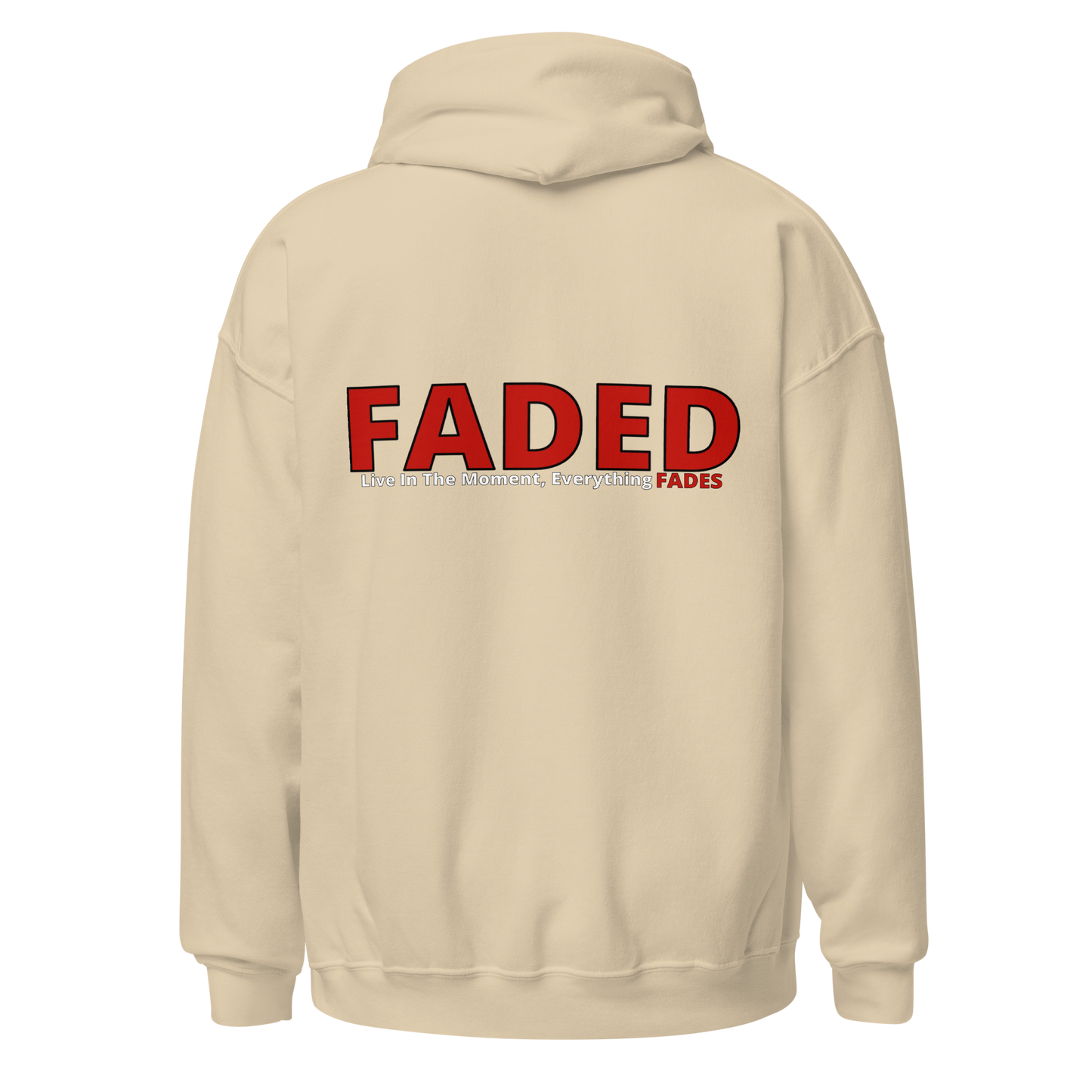 Faded (Red Logo/Left Breast/Back Logo) "Live In The Moment" Unisex Hoodie